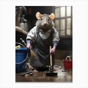 Leonardo Diffusion Rat Working As A Cleaner 0 Canvas Print