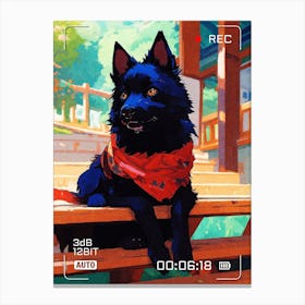 Dog With Red Scarf Canvas Print