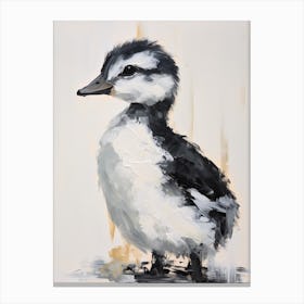 Minimalist Portrait Of A Duckling Black & White 5 Canvas Print