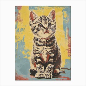 American Shorthair Cat Relief Illustration 3 Canvas Print