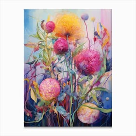 Abstract Flower Painting Globe Amaranth Canvas Print