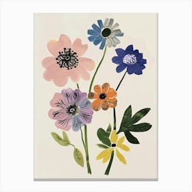 Painted Florals Scabiosa 2 Canvas Print