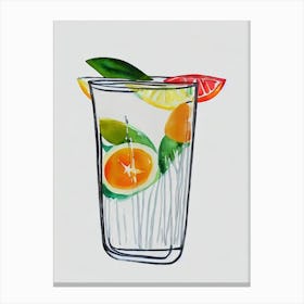 Bahama Mama Minimal Line Drawing With Watercolour Cocktail Poster Canvas Print