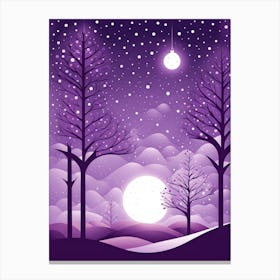 Purple Christmas Night, Christmas concept art, Christmas vector art, Vector Art, Christmas art, Christmas, moon night Canvas Print