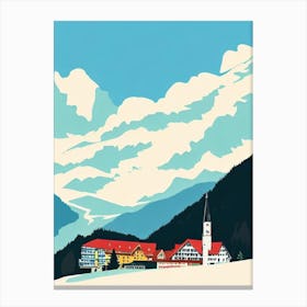 Saalbach Hinterglemm, Austria Midcentury Vintage Skiing Poster Canvas Print