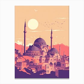 Istanbul In Risograph Style 1 Canvas Print