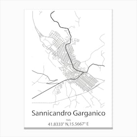 Sannicandro Garganico,Italy Minimalist Map Canvas Print