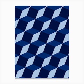 Blue Cube Geometric Canvas Print