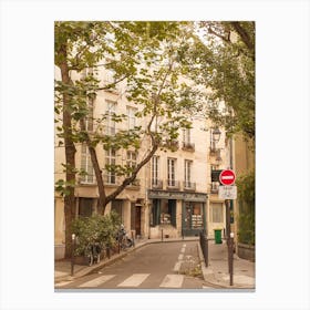 Lovely Paris Street With A Bookshop Canvas Print