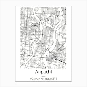 Anpachi,Japan Minimalist Map Canvas Print