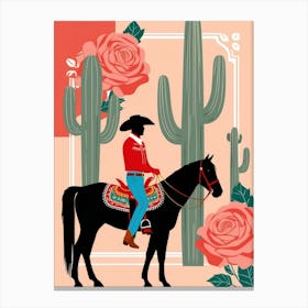 Mexican Cowboy On Horse Canvas Print