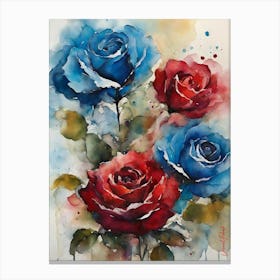 A Dozen Red And Blue Roses Pt. 2 Canvas Print