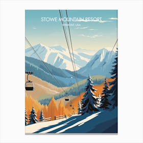 Poster Of Stowe Mountain Resort   Vermont, Usa, Ski Resort Illustration 1 Canvas Print