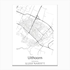 Uithoorn,Netherlands Minimalist Map Canvas Print