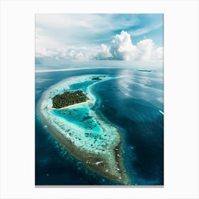 Aerial View Of An Island In The Maldives Canvas Print