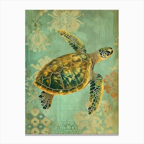 Ornamental Sea Turtle Wallpaper Style 9 Canvas Print
