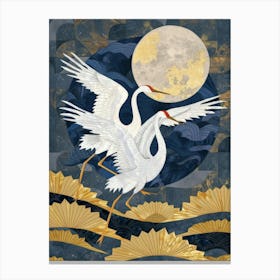 White Cranes In Flight Canvas Print