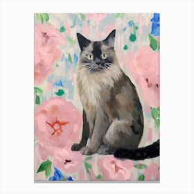 A Birman Cat Painting, Impressionist Painting 3 Canvas Print
