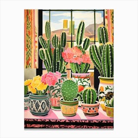 Cactus Painting Maximalist Still Life Notocactus 1 Canvas Print