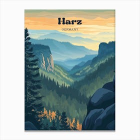 Harz Mountains Germany Ski Travel Art Illustration Canvas Print