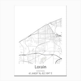 Lorain,United States Minimalist Map Canvas Print