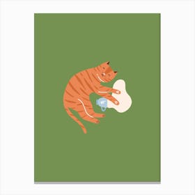 Cat Playing With A Mouse Canvas Print