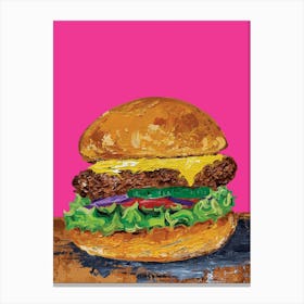 Burger on Pink Canvas Print