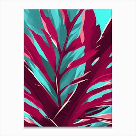 Tropical Leaves, calming tones of Burgundy, pink& teal makes a Perfect Wall decor, 1272 Canvas Print