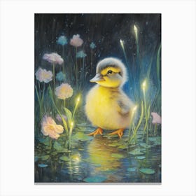 Ducklings & Fireflies Pencil Illustration Canvas Print