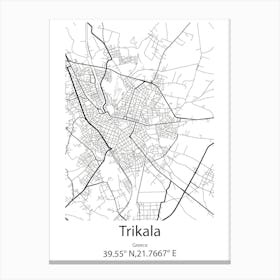 Trikala,Greece Minimalist Map Canvas Print