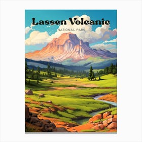 Lassen Volcanic National Park California Hiking Modern Travel Illustration Canvas Print