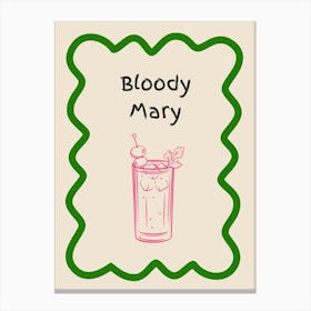 Bloody Mary Doodle Poster Green & Pink Canvas Print