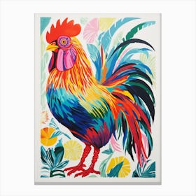 Colourful Bird Painting Rooster 2 Canvas Print