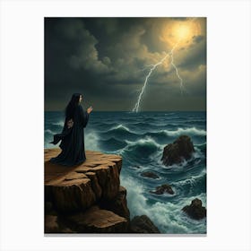 Prophetess on a Coastal Cliff Canvas Print