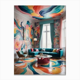 Colorful Living Room Whimsical Worlds of Living Canvas Print