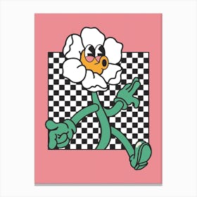 Flower On A Checkerboard Canvas Print