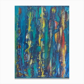 Abstract Wall Art  With Blue & Yellow Canvas Print