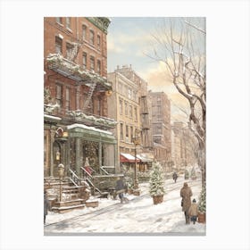 Vintage Winter Illustration New York City Usa 2 Canvas Print