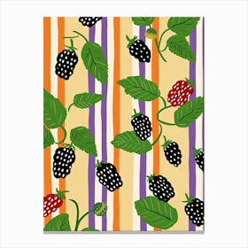 Mulberries Fruit Summer Illustration 2 Canvas Print