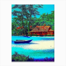 Koh Rong Cambodia Pointillism Style Tropical Destination Canvas Print