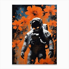 Abstract Astronaut Flowers Painting (3) Canvas Print