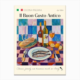 Il Buon Gusto Antico Trattoria Italian Poster Food Kitchen Canvas Print