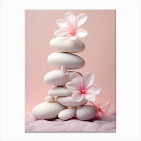 Spa Stones On Pink Background Canvas Print