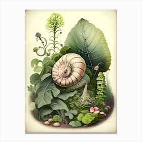 Garden Snail In Park 1 Botanical Canvas Print