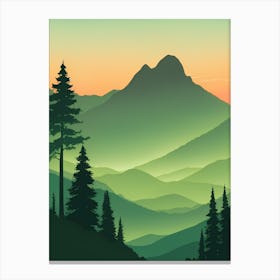 Misty Mountains Vertical Background In Green Tone 5 Canvas Print