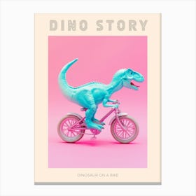 Pastel Toy Dinosaur On A Bike 1 Poster Canvas Print
