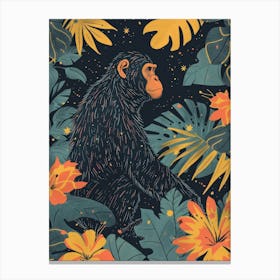 Chimpanzee In The Jungle Canvas Print