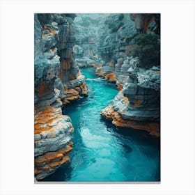 Blue Water In A Canyon 4 Canvas Print