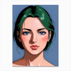 Anime Girl With Green Hair 2 Canvas Print