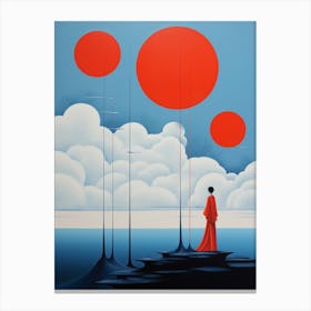 Asian Woman In Red Canvas Print